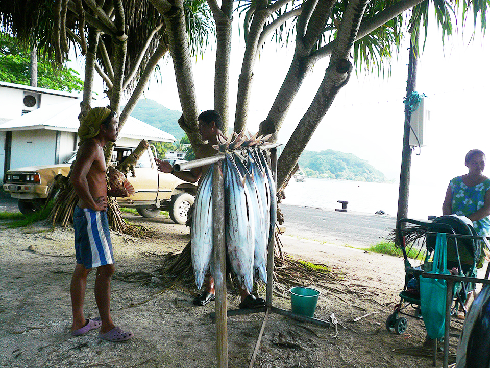 Thunfisch verkauf auf Huahine